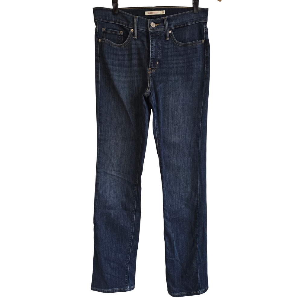 Levis 314‎ Shaping Straight Jeans Womens 28 Dark Wash Blue Denim Mid Rise
